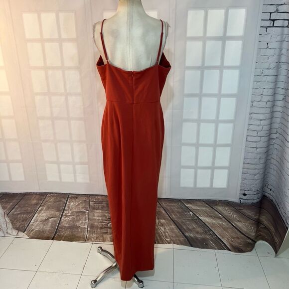 WAYF The Ines Sienna V-Neck Sleeveless Faux Wrap Tulip Hem Gown Dress Size XL - Picture 8 of 13